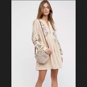 Free People MIA Embroidered Velvet Mini Dress Smal